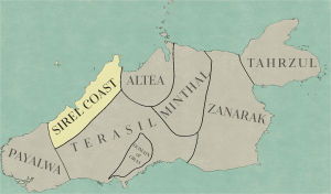 Location of Terasil on the continent of Elemara