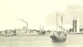 Etching of Lourense harbor.